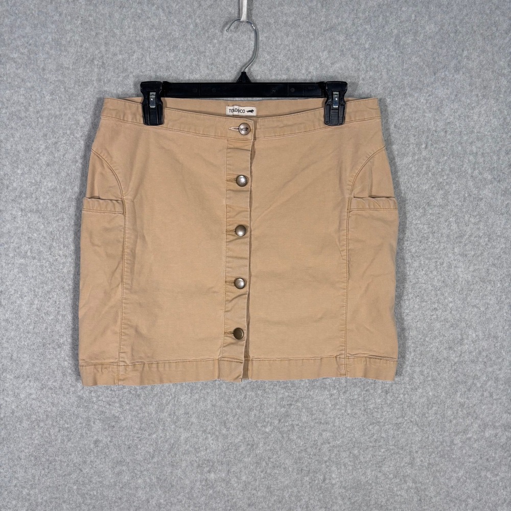 Toad&Co Utility Mini Skirt Size 10 Tan Organic Cotton Tencel GORP‎ Y2K Neutral